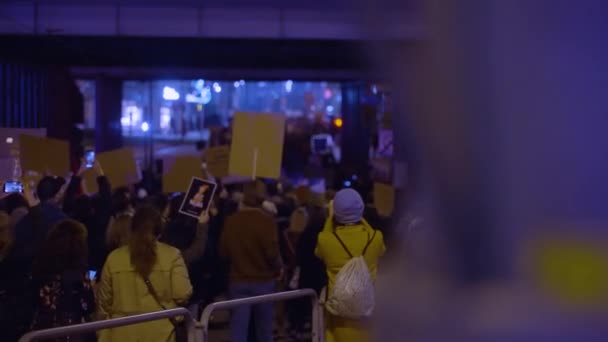Night Street Prostest Banners High Quality Footage — Stockvideo