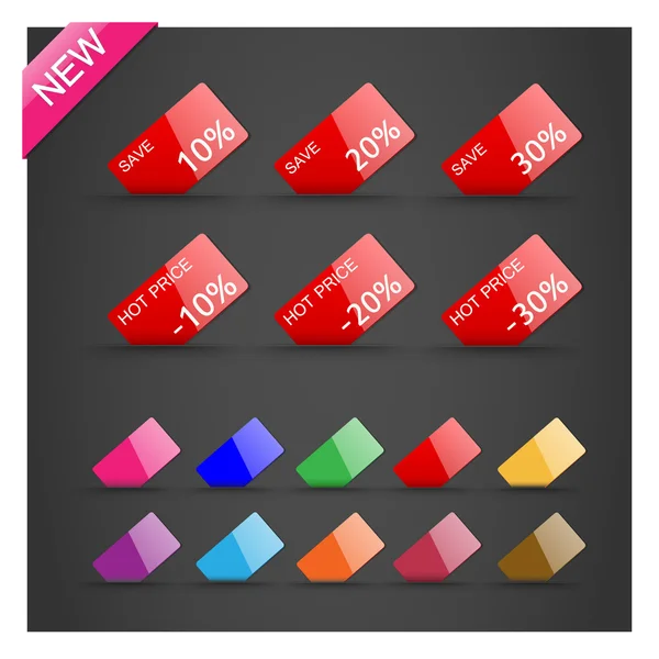 Ensemble d'étiquettes colorées à vendre . — Image vectorielle