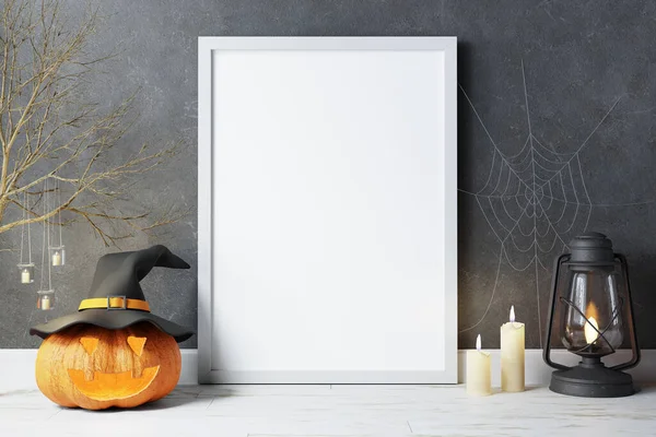 Halloween Sfondo Arredamento Con Cornice Vuota Immagine Stock