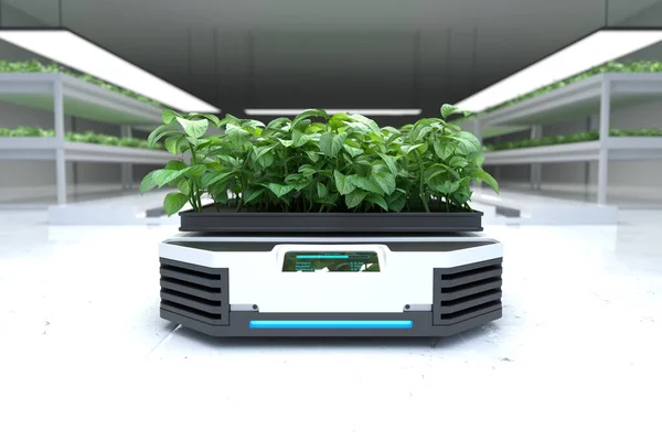 Automatic Transport Robot Transporting Plants Smart Robotic Farmers Concept Illustration Stock Picture