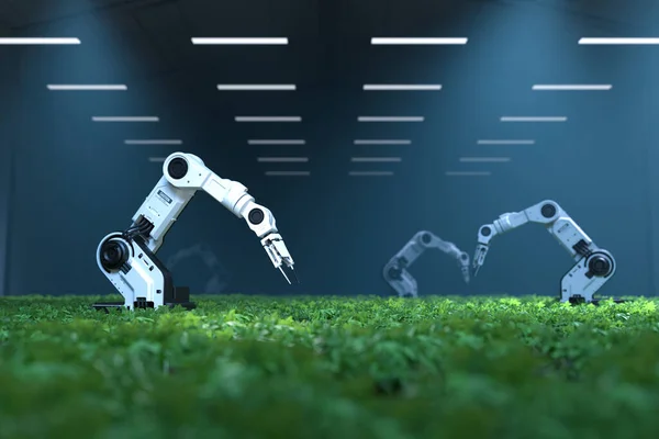 Concetto Agricoltori Robotici Intelligenti Agricoltori Robot Tecnologia Dell Agricoltura Automazione Foto Stock Royalty Free