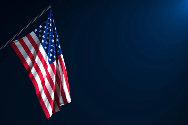 Vlag Van Verenigde Staten Van Amerika Een Donkere Achtergrond Amerikaanse — Stockfoto