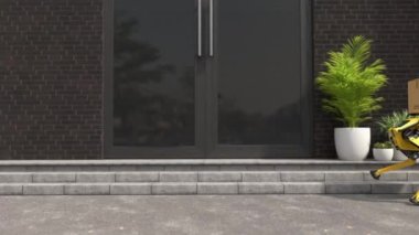 Robot köpek mal dağıtıyor, robot konsepti dağıtıyor.