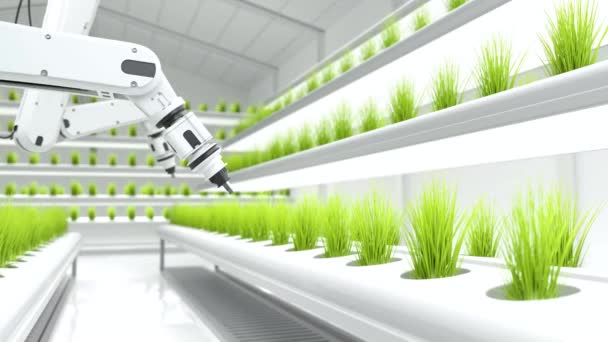 Robot Hnojení Organické Zeleniny Pozemek Zemědělství Technologie — Stock video