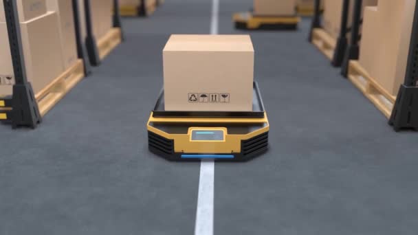Transport Autonome Robot Dans Des Entrepôts Concept Automatisation Entrepôt — Video
