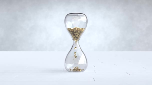 Las Monedas Oro Cayendo Reloj Arena Tiempo Concepto Dinero — Vídeos de Stock