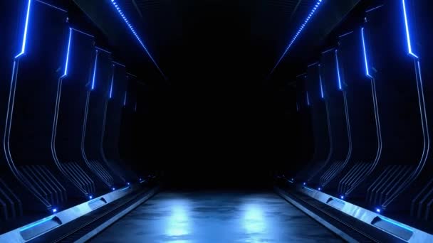 空荡荡的黑暗房间 现代未来派科幻背景 — 图库视频影像