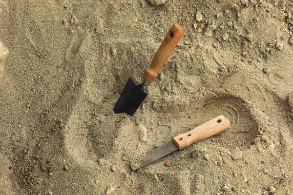 Shovel Sand Skeleton Archaeological Tools Digging Fossils High Quality Photo — Stock Photo, Image