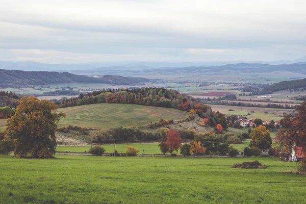 Hilly rural landscape in autumn season. High quality photo