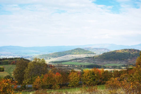 Hilly rural landscape in autumn season. High quality photo