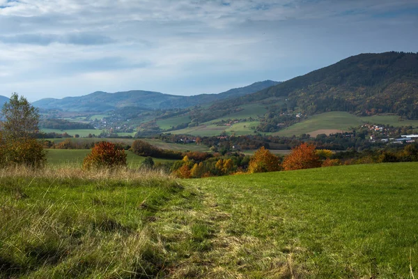 Hilly rural landscape in autumn season. High quality photo