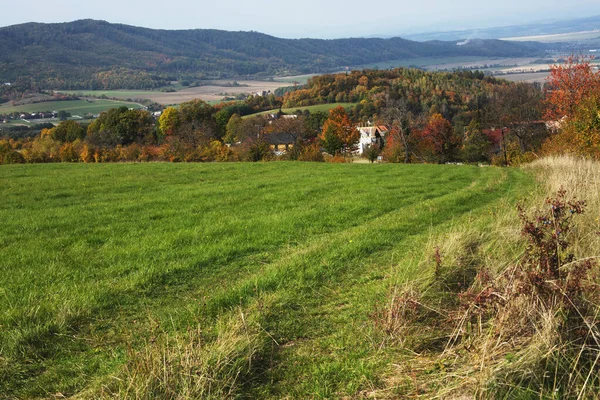 Hilly rural landscape in autumn season. High quality photo