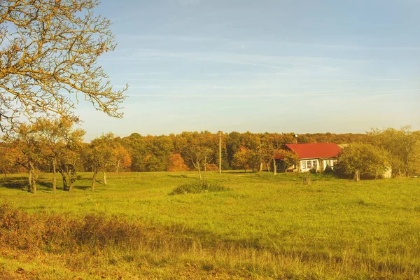 Casa Campesina Hermosos Alrededores Naturales Día Soleado Otoño Foto Alta — Foto de Stock