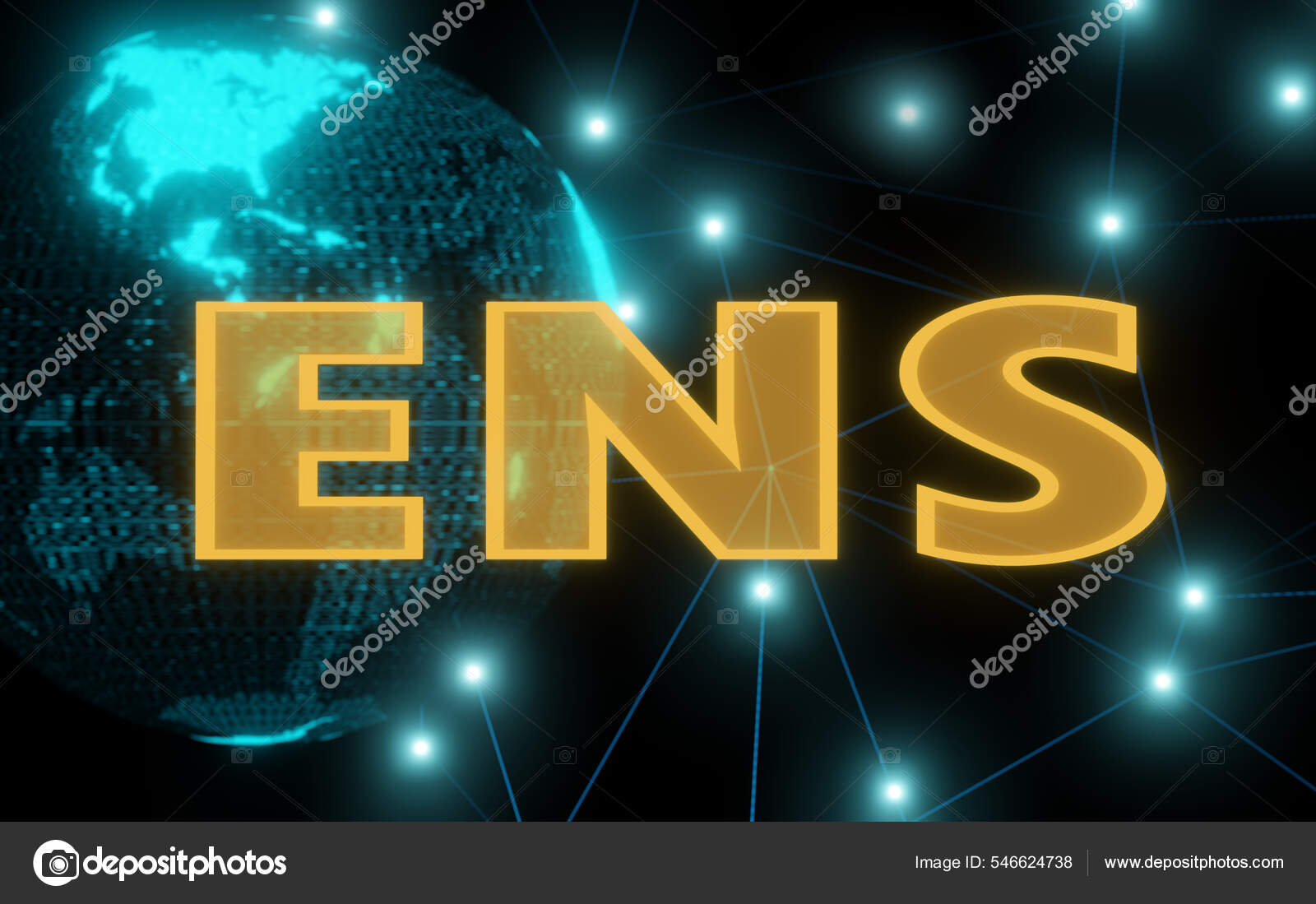 ENS network on blue background 3D illustration. Ethereum domain Name  Service Token. Decentralized Autonomous Organization. Blockchain technology  — Stock Photo © lp-studio #546624738