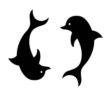 dolphin silhouette with black color. dolphin circle. graphic shape, symbol vector