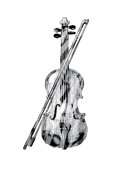 クラシック音楽のバイオリンヴィンテージ 白い背景に隔離されたセッロベクトルイラスト — ストックベクタ