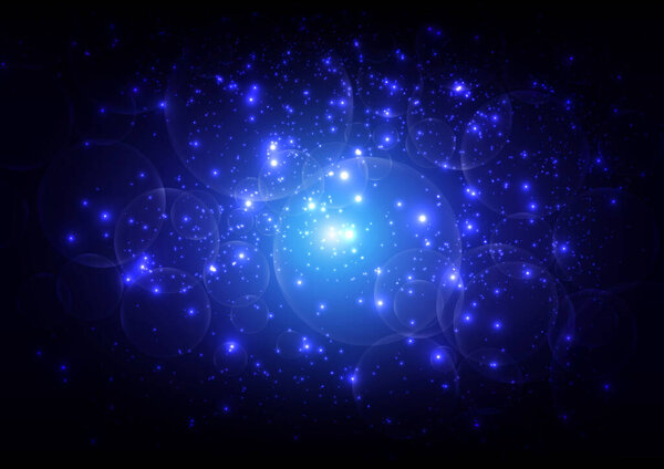 Abstract vector blur bokeh and blue light effect background, Modern circular blue light backdrop. Vector illustration design