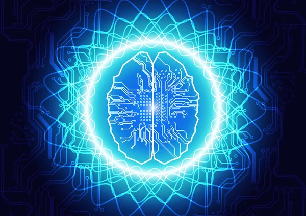 Tecnología Abstracta Cerebro Elemento Futurista Circuito Anillo Concepto Fondo Inteligencia — Vector de stock
