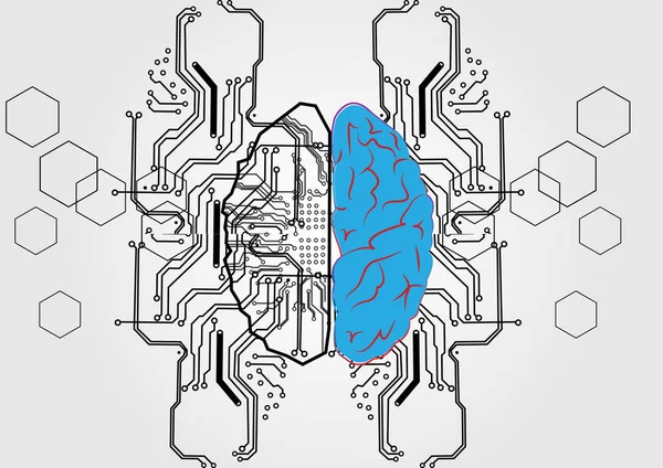 Cerveau Vectoriel Abstrait Avec Technologie Circuit Concept Arrière Plan Illustration — Image vectorielle