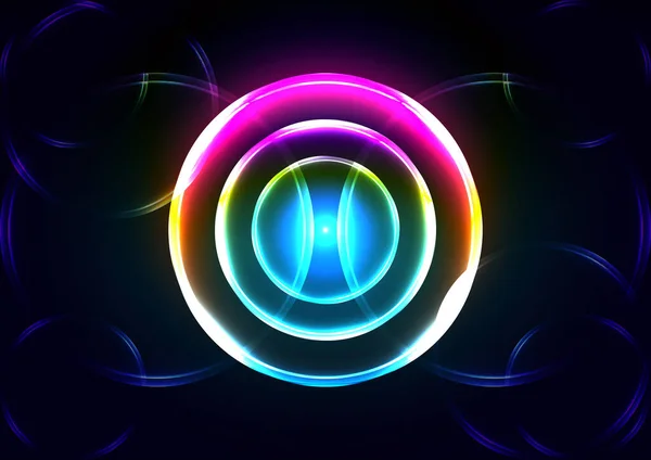 Abstract Vector Neon Circle Light Glow Frame Background Circle Glowing — Stock Vector