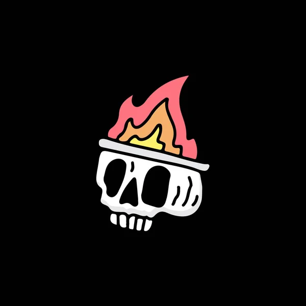 Κεφάλι Κρανίο Φωτιά Απεικόνιση Για Πουκάμισο Αφίσα Λογότυπο Αυτοκόλλητο Ενδύματα — Διανυσματικό Αρχείο