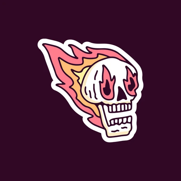 Kühler Fliegender Totenkopf Flammen Abbildung Für Shirt Poster Logo Aufkleber — Stockvektor
