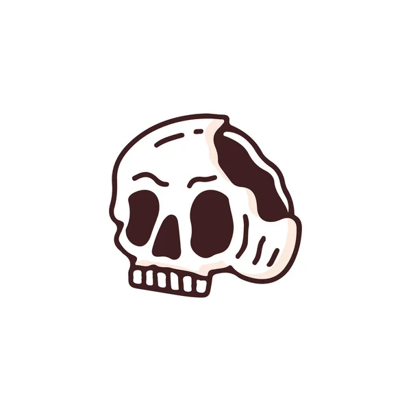 Σπασμένο Κεφάλι Κρανίου Απεικόνιση Για Πουκάμισο Αφίσα Λογότυπο Αυτοκόλλητο Ενδύματα — Διανυσματικό Αρχείο