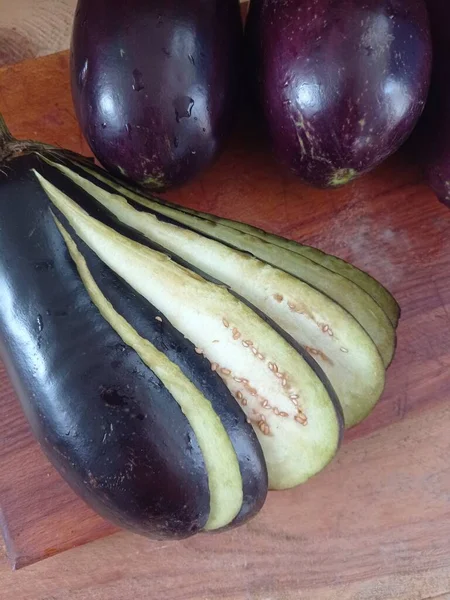 Eggplant Cut Pieces — Stock Photo, Image