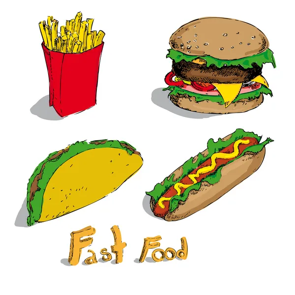 Set of fast foods — Stock Vector