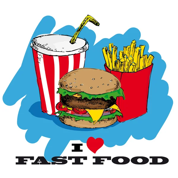 I love fast food card design — Stock Vector