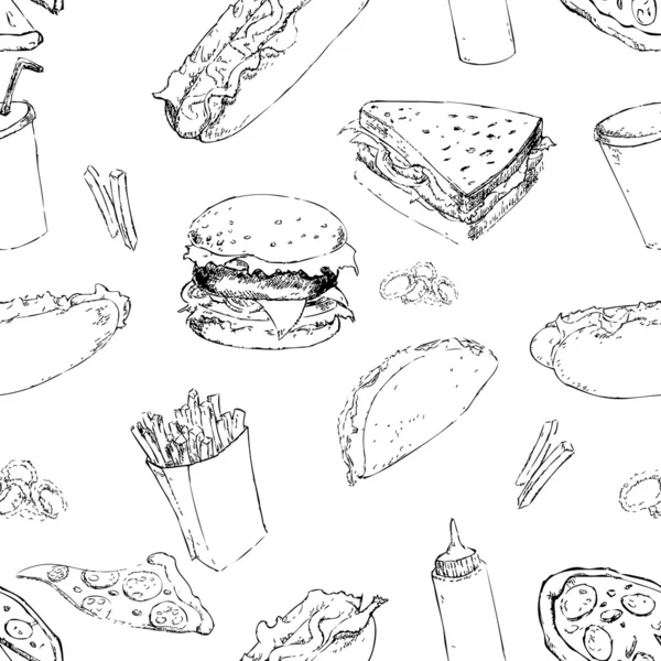 Fast food fond sans couture — Image vectorielle