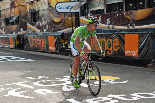 MULHOUSE - FRANCE - 13 th July 2014 - tour de France - arrival cyclist — Stock Photo, Image