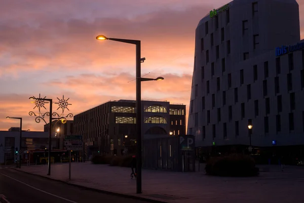 Mulhouse France October 2021 View Ibis Hotel Modern Buildings Silhouettes — Stock Photo, Image