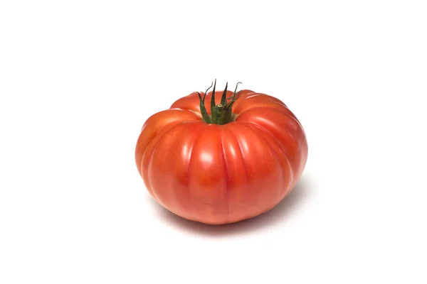 Gros Plan Grosse Tomate Sur Fond Blanc — Photo
