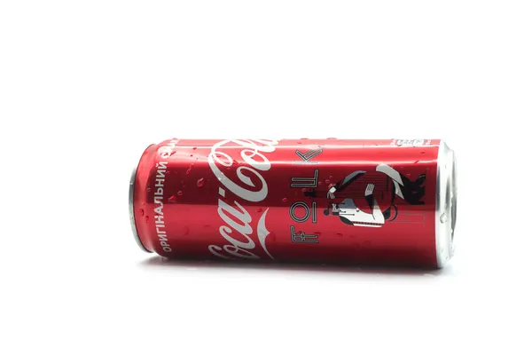 Mulhouse Francie Dubna 2020 Detailní Záběr Kapek Vody Plechovku Coca — Stock fotografie