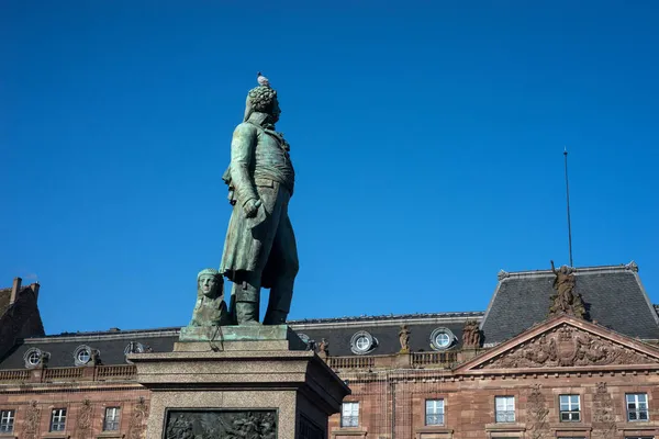 Strasbourg Frankrike November 2021 Närbild Bronsstaty Kleber Plats — Stockfoto