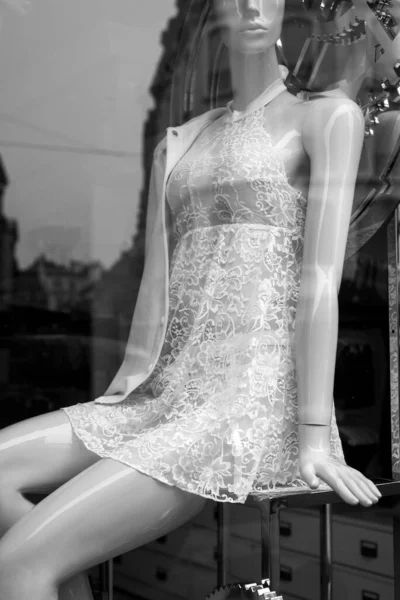 Closeup White Nighty Mannequin Fashion Store Showroom Women — Stok Foto