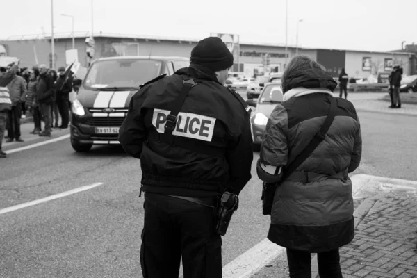 Кольмар Франция Ноября 2021 Года Портрет Заднем Плане Женщин Полицейских — стоковое фото