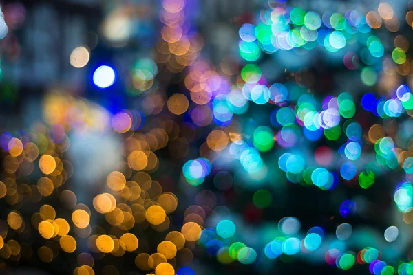 Closeup Crăciun Vacanță Festivă Strălucire Defocalizat Fundal Colorat Lumini Bokeh — Fotografie, imagine de stoc