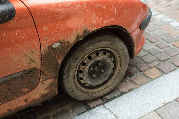 Mulhouse Frankreich Dezember 2021 Großaufnahme Des Peugeot 206 Mit Schlamm — Stockfoto