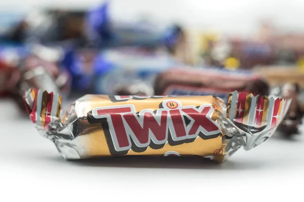 Mulhouse Francia Diciembre 2021 Primer Plano Mini Barra Chocolate Twix — Foto de Stock