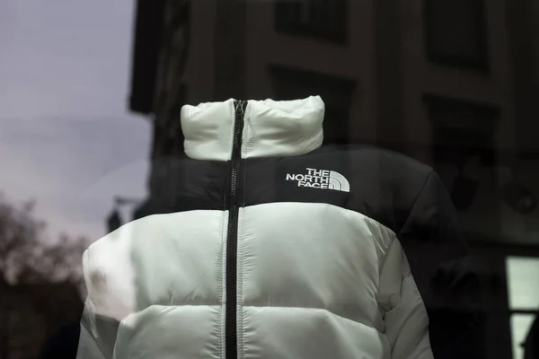 Colmar France January 2022 Closeup North Face Winter Coat Fashion — Stock Photo, Image