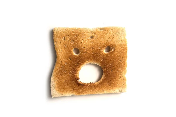 Closeup Expressive Toasted Slices Bread White Background — Stockfoto