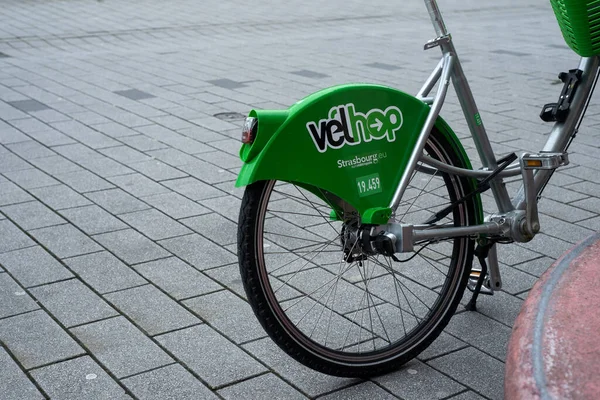 Strasbourg France January 2022 Profile View Velhop Rental Bicycle Parked — Stock Photo, Image