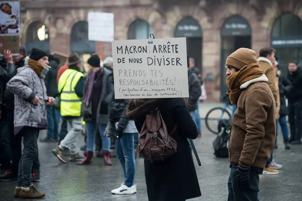 Estrasburgo França Janeiro 2022 Pessoas Que Protestam Contra Passe Sanitário — Fotografia de Stock