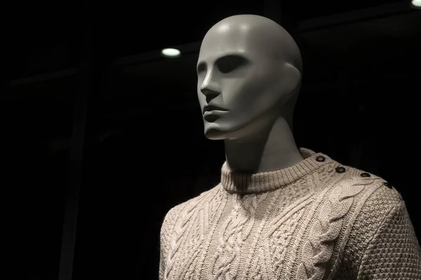 Closeup Beige Pullover Mannequin Fashion Store Showroom — Stock Photo, Image