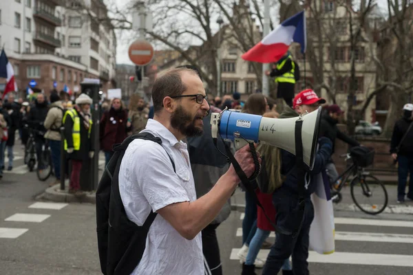 Estrasburgo França Janeiro 2022 Pessoas Que Protestam Contra Passe Sanitário — Fotografia de Stock