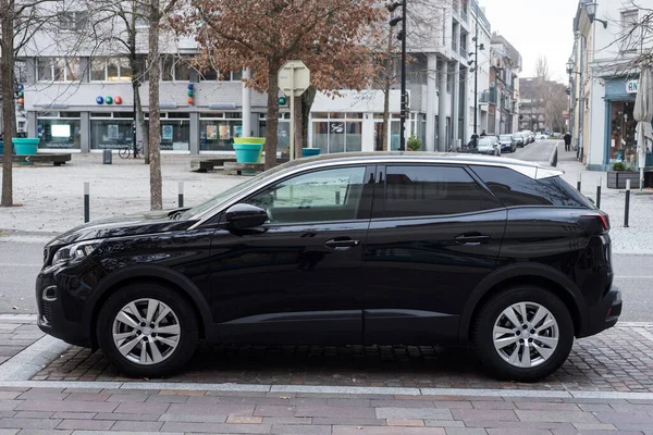 Mulhouse Frankrike Februari 2022 Profilbild Svart Peugeot 3008 Parkerad Gatan — Stockfoto