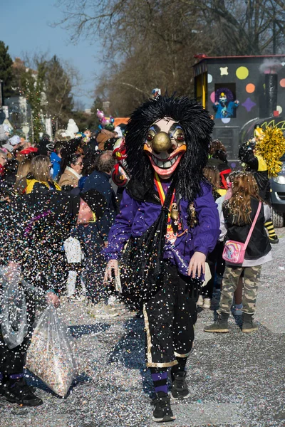 Mulhouse France March 2022 Portrait Masked People Parading Street — Stock Photo, Image