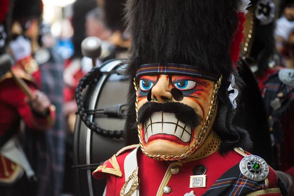 Basel Switzerland March 2022 Portrait Masked People Wearing Traditional British — Stock Photo, Image